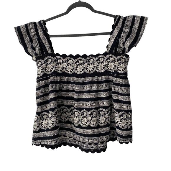 Kourt Embroidered Black Scalloped Top size medium Boho size medium - Picture 7 of 10